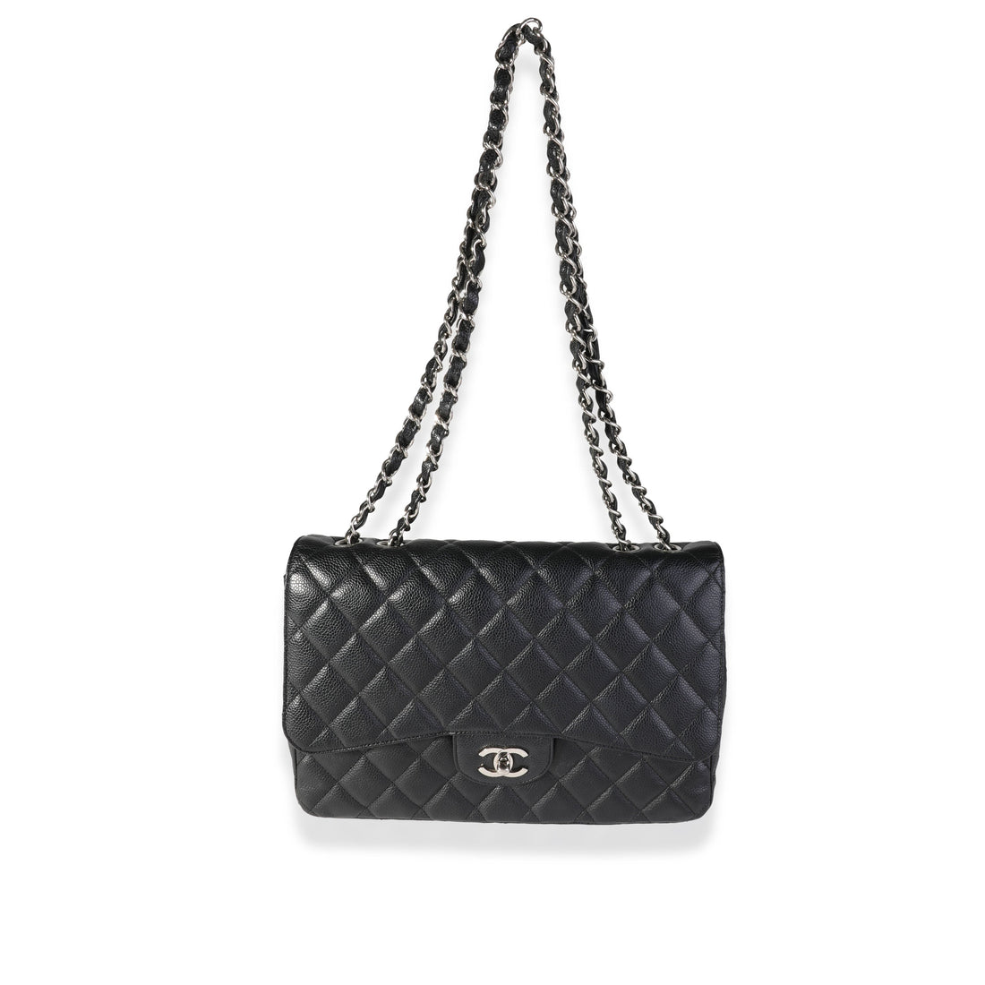 Top Quality Chanel Black Quilted Caviar Jumbo Classic Single New Bag