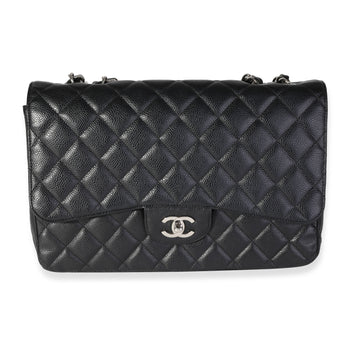 Top Quality Chanel Black Quilted Caviar Jumbo Classic Single New Bag
