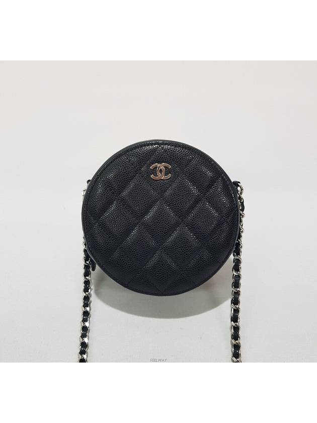 Classic Caviar Silver Round Bag Tambourine AP0245 Chanel