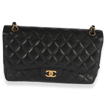 Top Quality Chanel Black Quilted Caviar Jumbo Classic Double New Bag