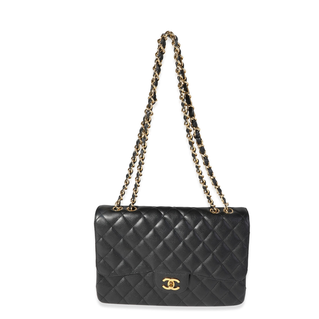 Top Quality Chanel Black Quilted Caviar Jumbo Classic Single New Bag