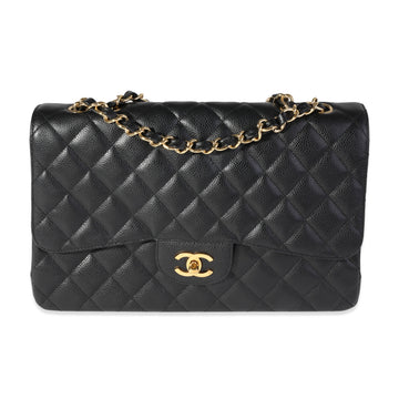 Top Quality Chanel Black Quilted Caviar Jumbo Classic Single New Bag