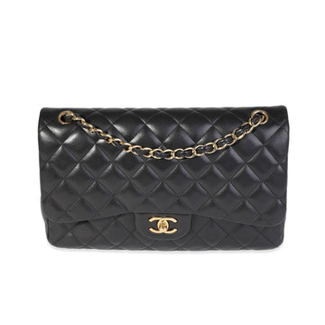 Top Quality Chanel Black Quilted Lambskin Jumbo Classic Double New Bag