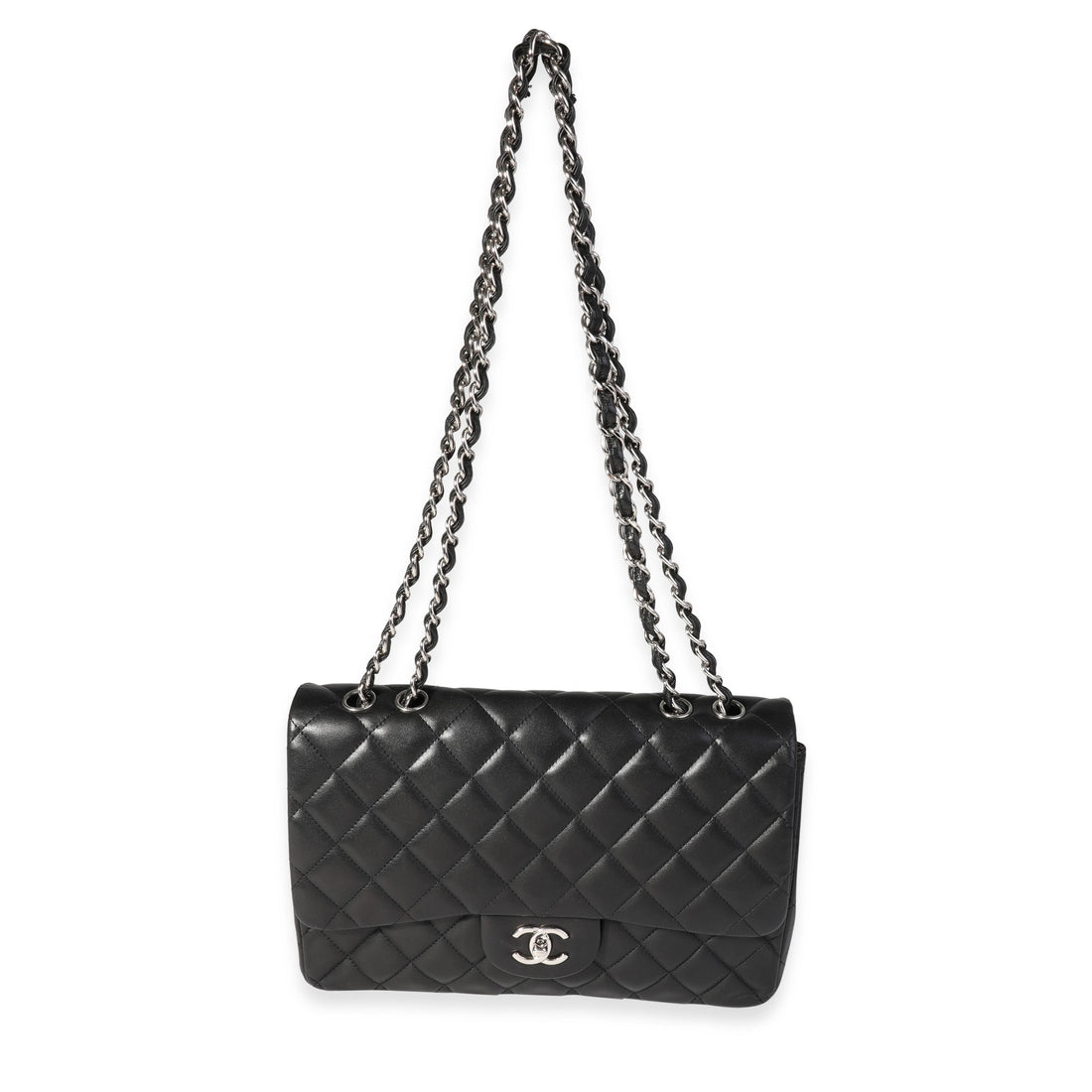 Top Quality Chanel Black Quilted Lambskin Jumbo Classic Single New Bag