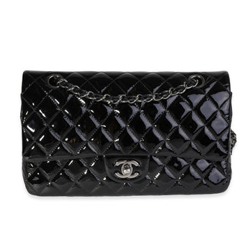 Top Quality Chanel Black Quilted Patent Leather Medium Classic Double New Bag