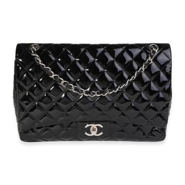 Top Quality Chanel Black Quilted Patent Leather Maxi Classic Double New Bag