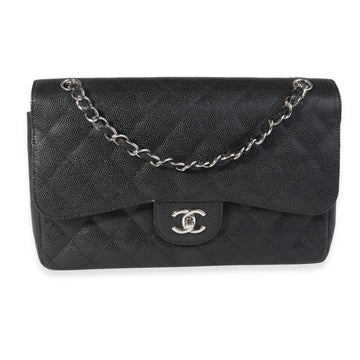 Top Quality Chanel Black Quilted Caviar Jumbo Classic Double New Bag