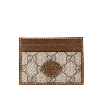 GG INTERLOCKING G SLIM CARDHOLDER BROWN 10CM