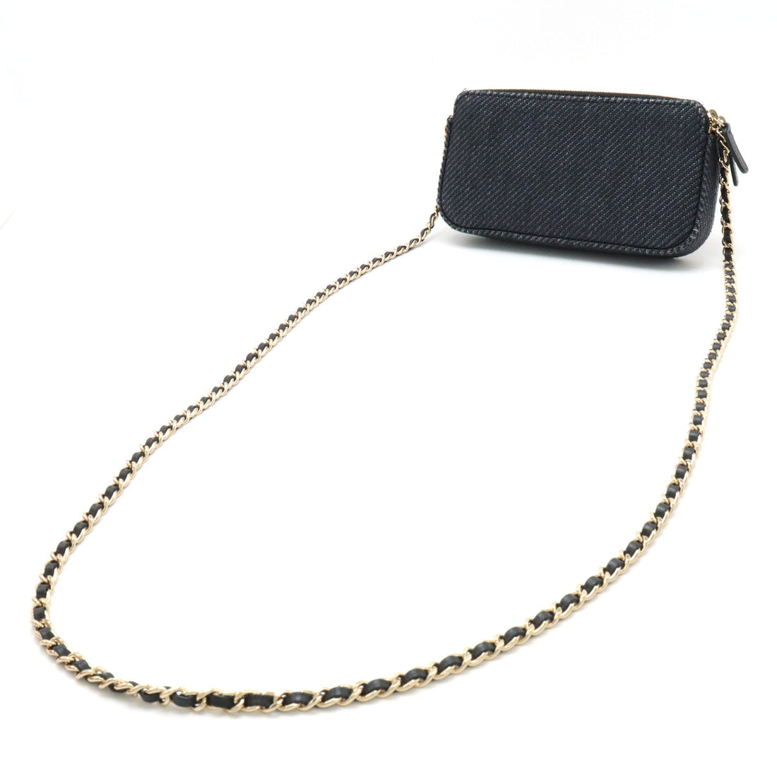 Top Quality Chanel Canvas Leather Chain Wallet Navy