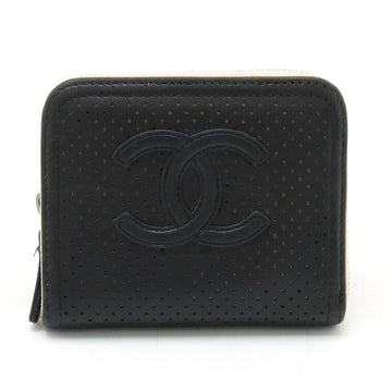 Top Quality Chanel Leather Card Case Black Ivory