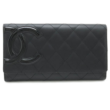Top Quality Chanel Cambon Line Leather Wallet Black Pink