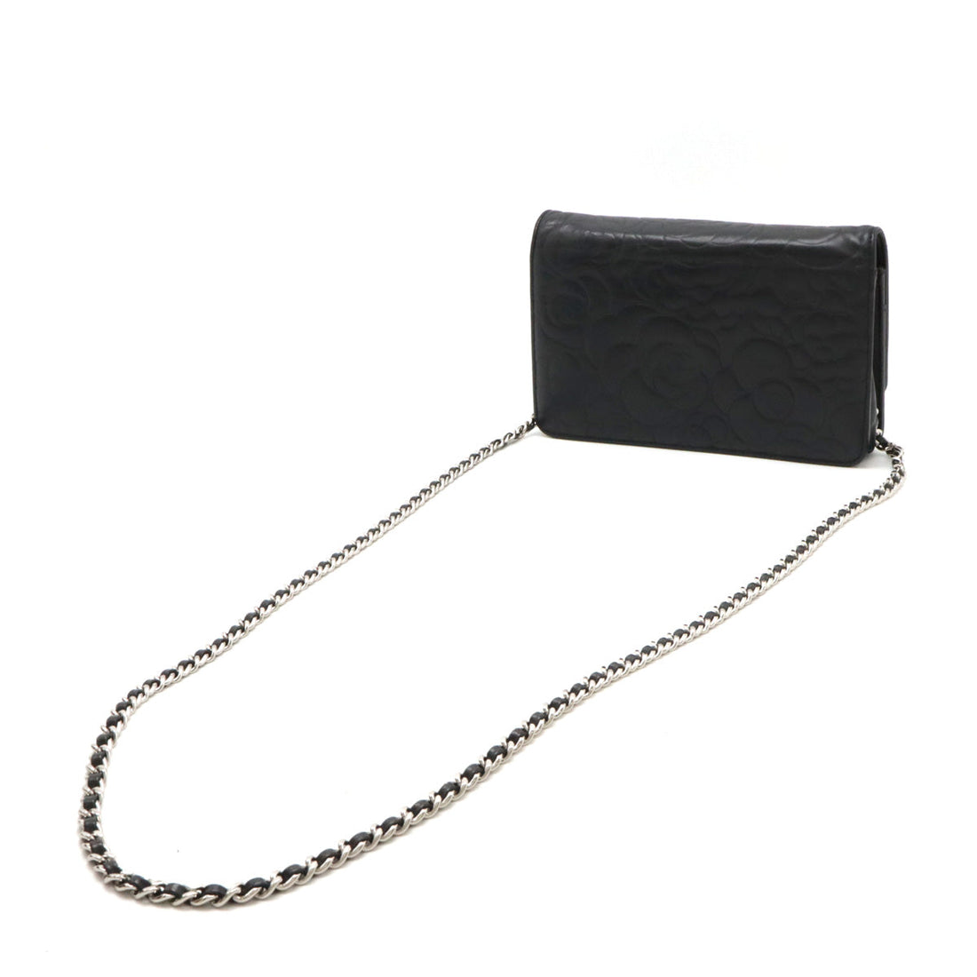 Top Quality Chanel Camellia Chain Wallet Black Leather