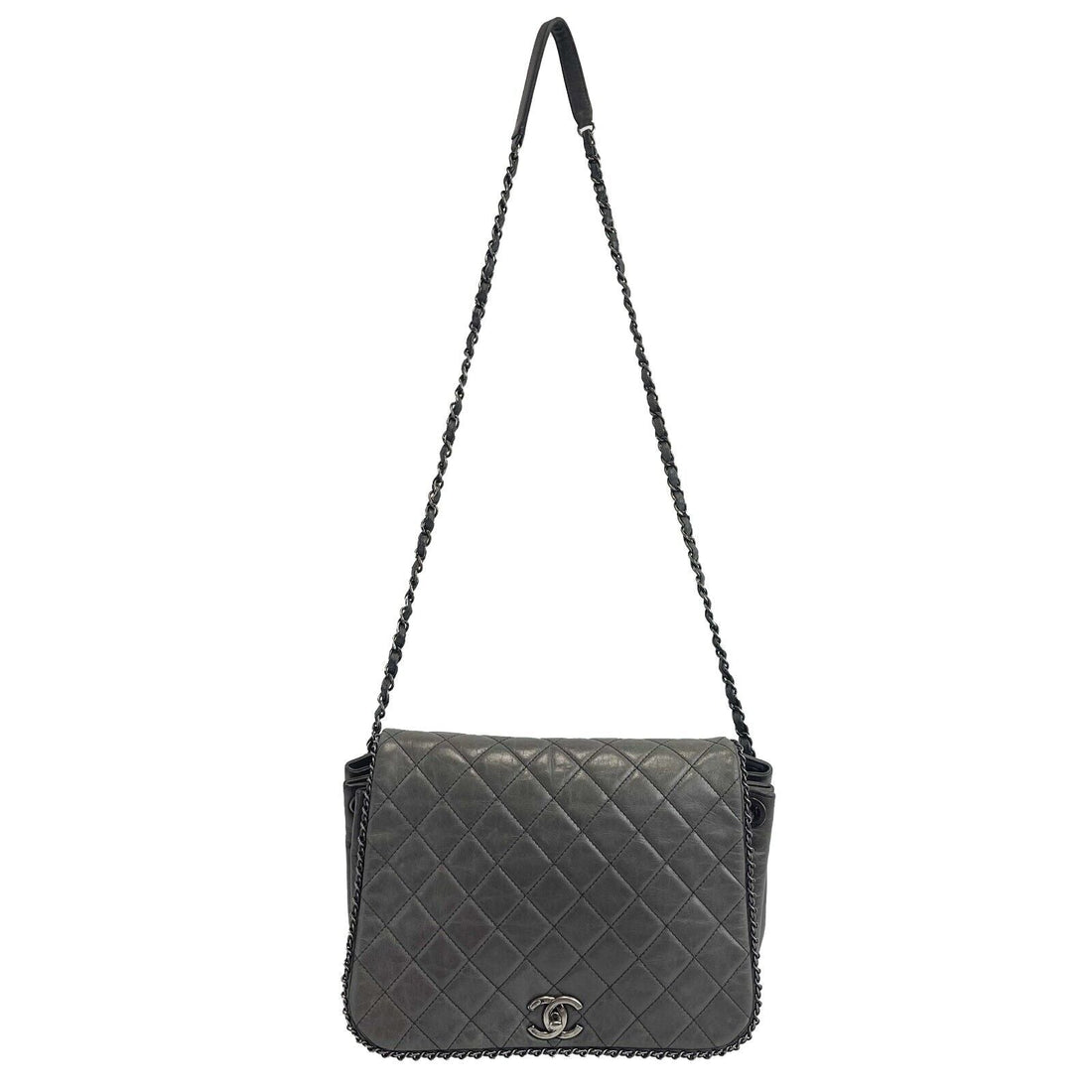 Top Quality Chanel - Calfskin Quilted Large CC Enchained Accordion - Gray Shoulder Bag