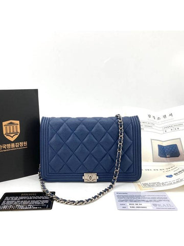Caviar silver boy woc mini bag cross Chanel