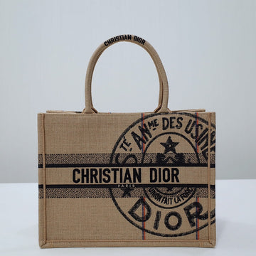 DIR1286 Book Tote BIG size 41.5cm 36.5cm Embroidery LOGO red Handbag grey-3