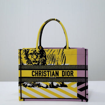 DIR1286 Book bag Tote Embroidery yellow 36.5cm 41.5cm Handbag
