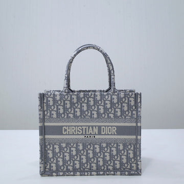 DIR1286 Book Tote BIG 26.5cm Embroidery LOGO red Handbag grey white