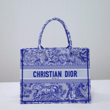 DIR1286 Book Tote big size 36.5cm 41.5cm Oblique Embroidery blue-5