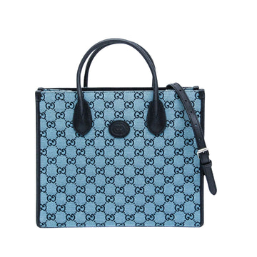 Gucci Gg Canvas Blue Canvas Tote Bag