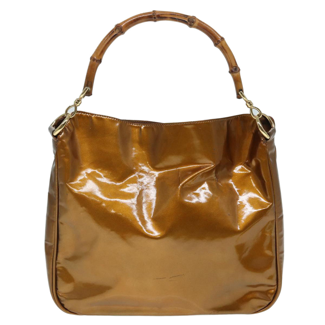 Gucci Bamboo Brown Patent Leather Handbag