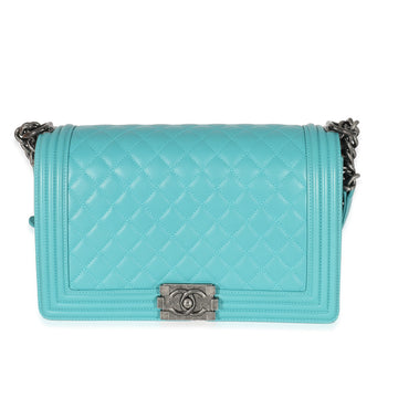 Top Quality Chanel Aqua Quilted Lambskin New Medium Boy Bag