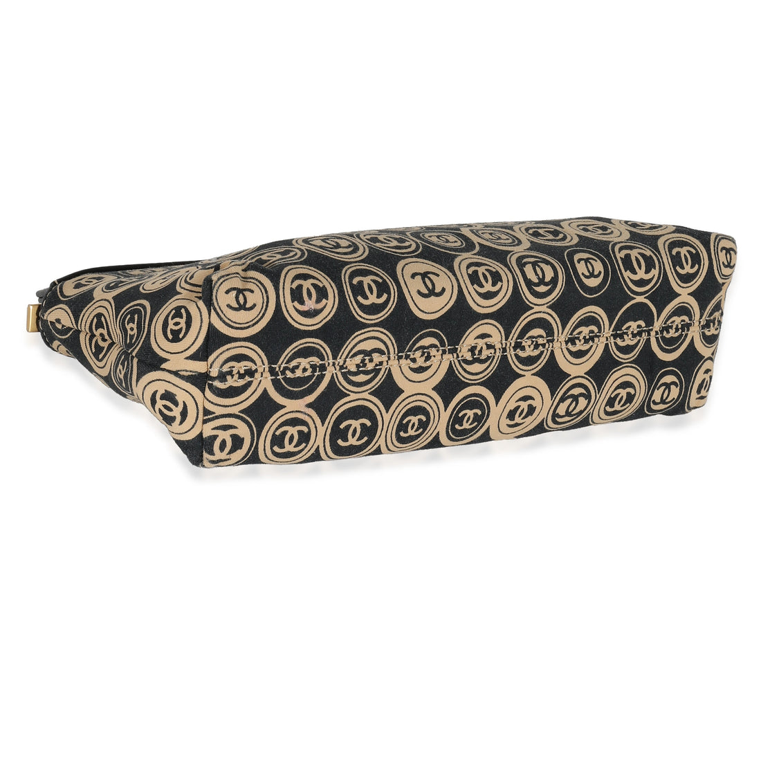 Top Quality Chanel Black Beige Canvas CC Logo Clutch