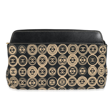 Top Quality Chanel Black Beige Canvas CC Logo Clutch