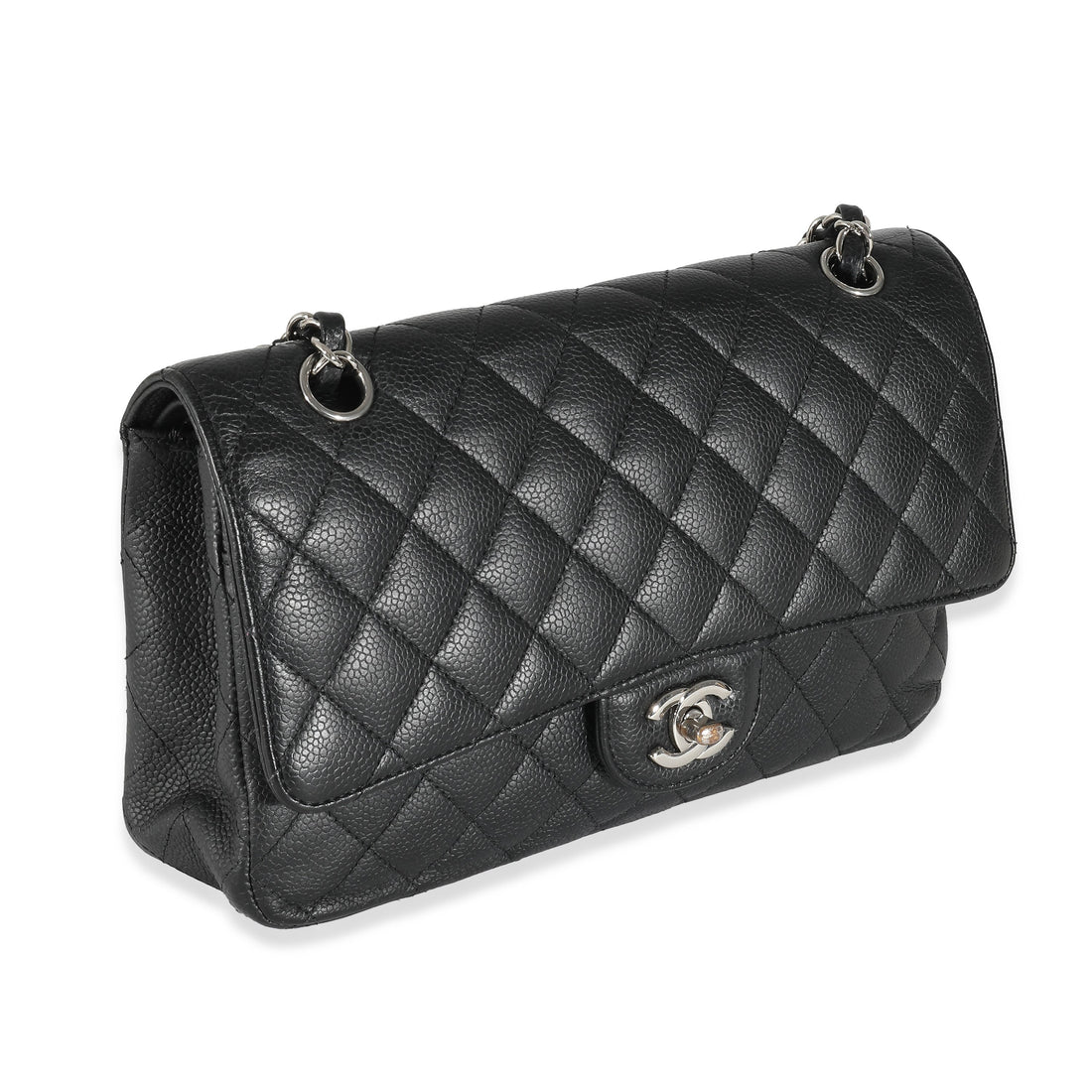 Top Quality Chanel Black Quilted Caviar Medium Classic Double New Bag