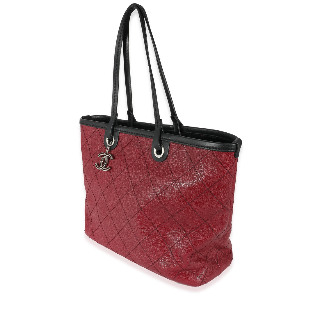 Top Quality Chanel Burgundy Quilted Caviar Fever Tote
