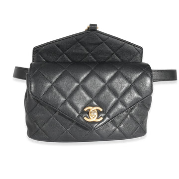 Top Quality Chanel Black Quilted Calfskin Carry With Chic New Waist Bag