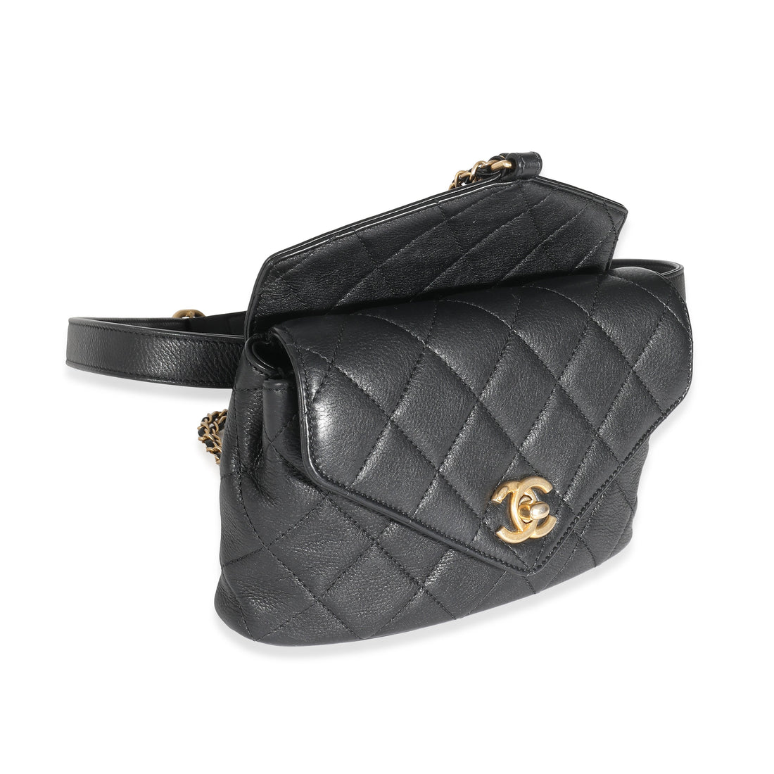 Top Quality Chanel Black Quilted Calfskin Carry With Chic New Waist Bag