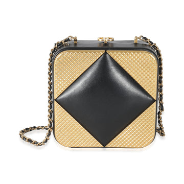 Top Quality Chanel Black Lambskin Gold Metal Square CC Clutch