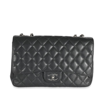 Top Quality Chanel Black Quilted Caviar Jumbo Classic Single New