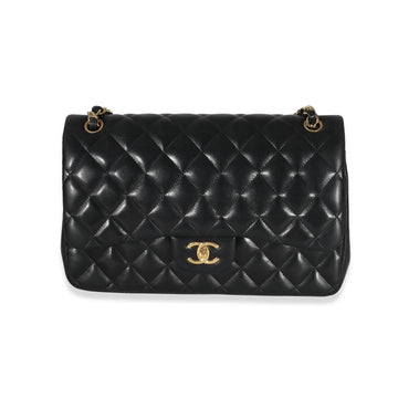 Top Quality Chanel Black Quilted Lambskin Jumbo Double New Bag