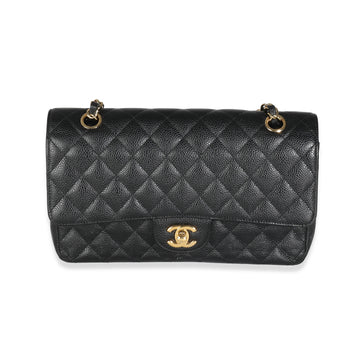 Top Quality Chanel Black Quilted Caviar Medium Classic Double New Bag