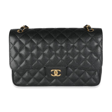 Top Quality Chanel Black Quilted Caviar Jumbo Classic Double New Bag