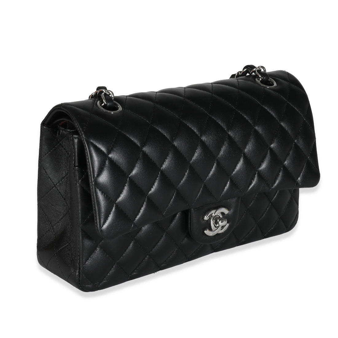 Top Quality Chanel Black Quilted Lambskin Medium Classic Double New Bag