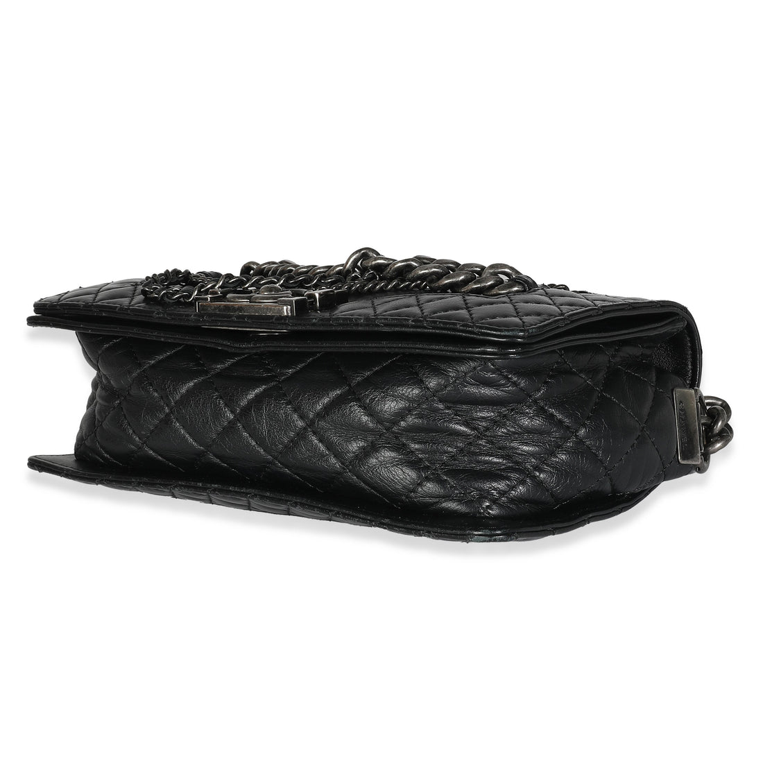 Top Quality Chanel Black Lambskin Medium Enchained Boy Bag
