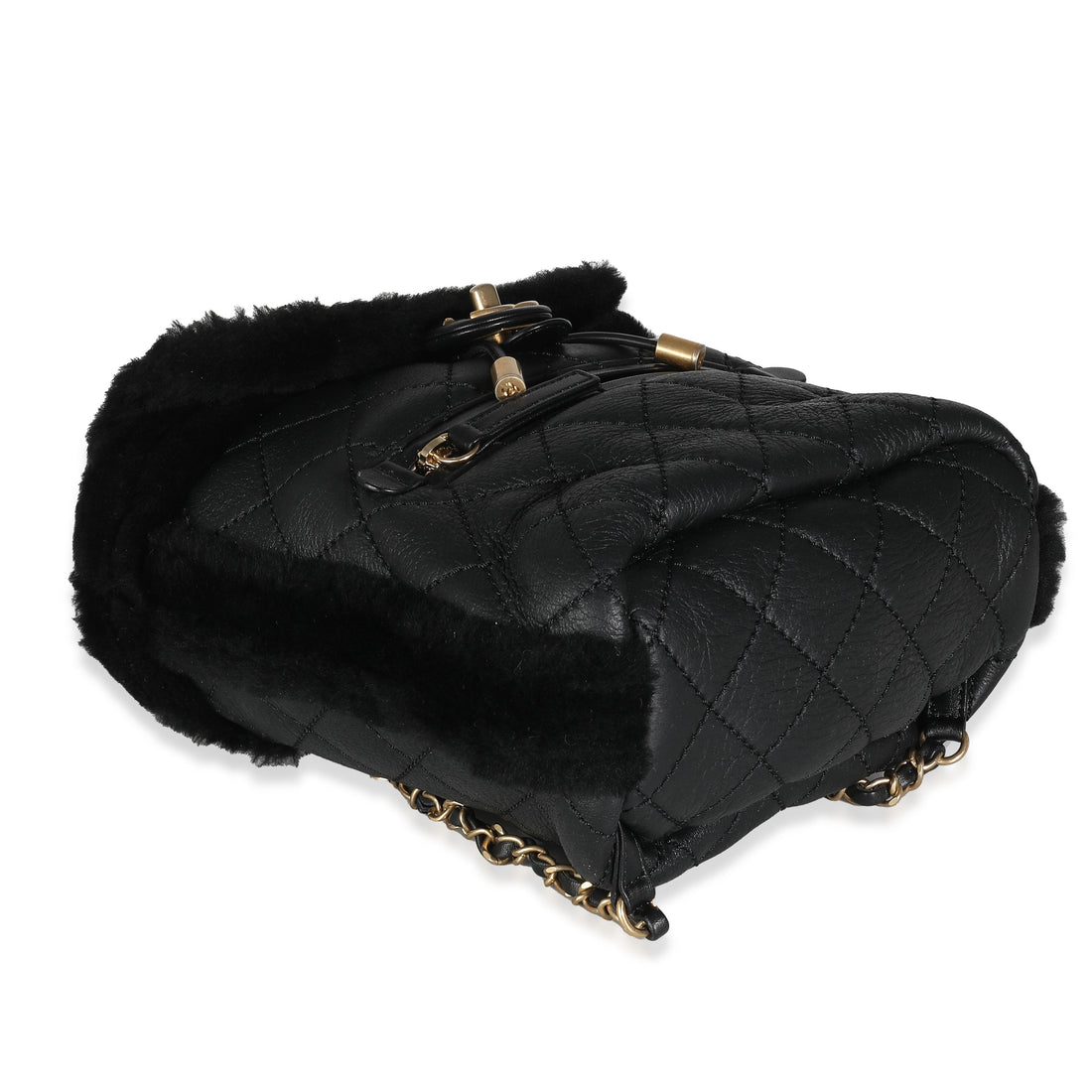 Top Quality Chanel Black Quilted Shearling Paris Hamburg Small Backpack