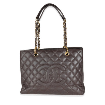 Top Quality Chanel Brown Quilted Caviar Grand Shopping Tote