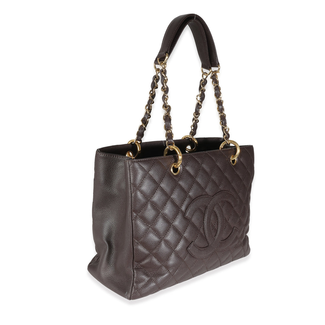 Top Quality Chanel Brown Quilted Caviar Grand Shopping Tote
