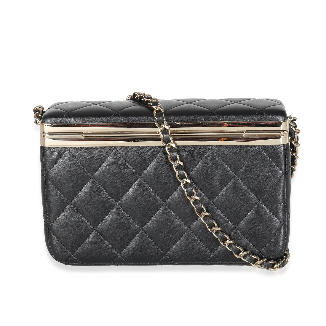 Top Quality Chanel 23S Black Quilted Lambskin Vanity Case With Chain