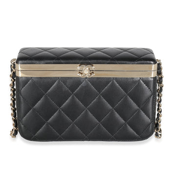 Top Quality Chanel 23S Black Quilted Lambskin Vanity Case With Chain