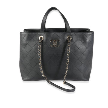 Top Quality Chanel Black Quilted Calfskin Large Serial Shopper Tote