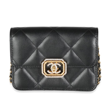 Top Quality Chanel Black Quilted Calfskin Strass Mini New Bag