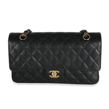Top Quality Chanel Black Quilted Caviar Medium Classic Double New Bag