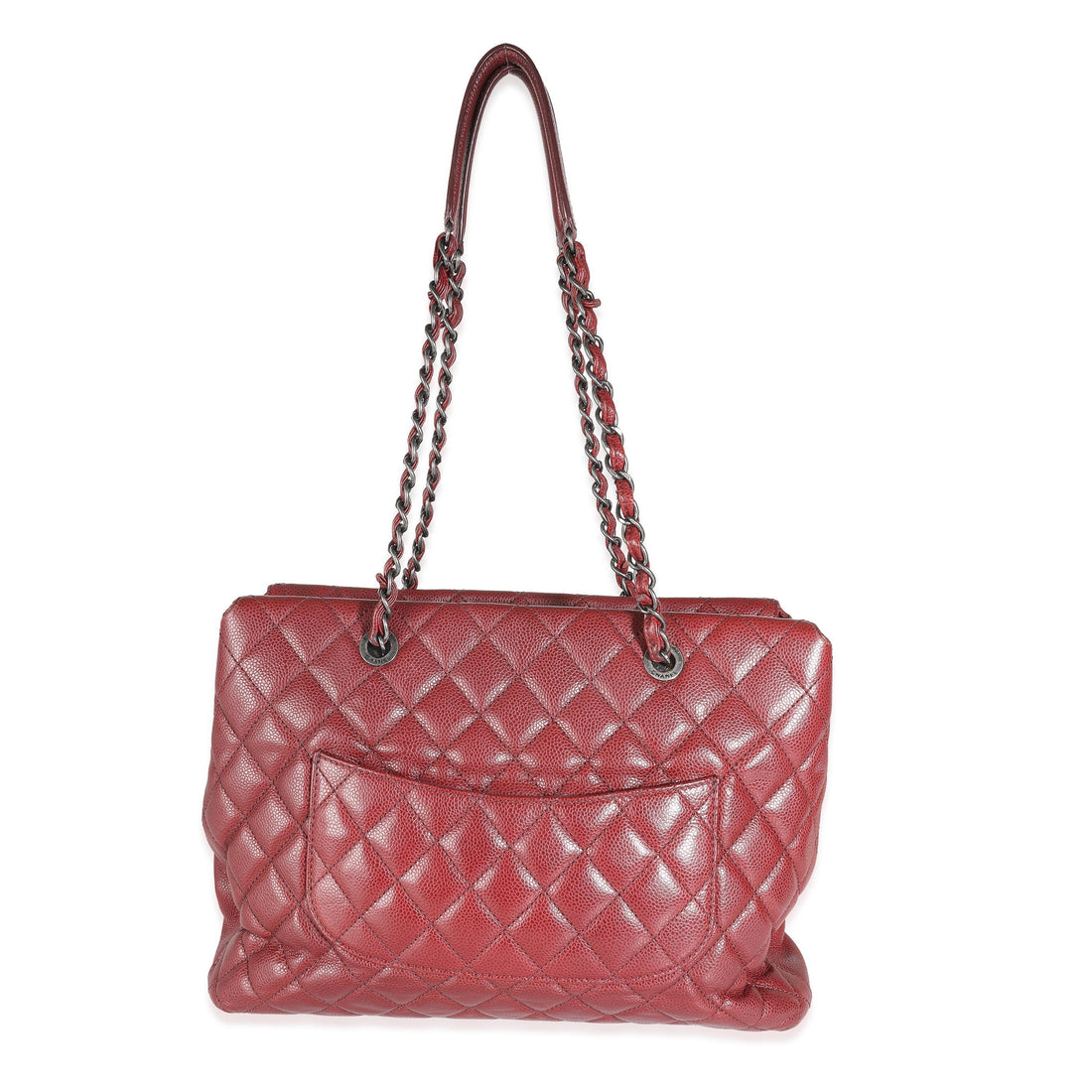 Top Quality Chanel Burgundy Quilted Caviar Large City Shopping Tote