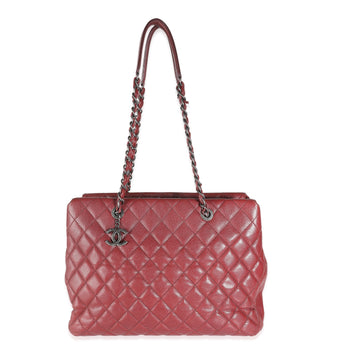 Top Quality Chanel Burgundy Quilted Caviar Large City Shopping Tote