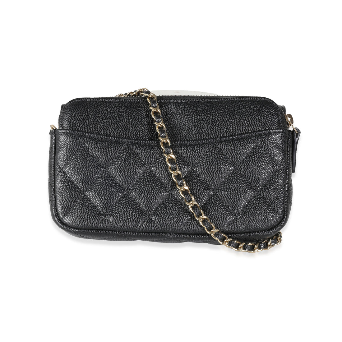 Top Quality Chanel Black Quilted Caviar New Phone Holder With Chain