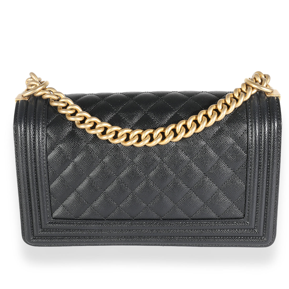 Top Quality Chanel Black Quilted Caviar Medium Boy Bag